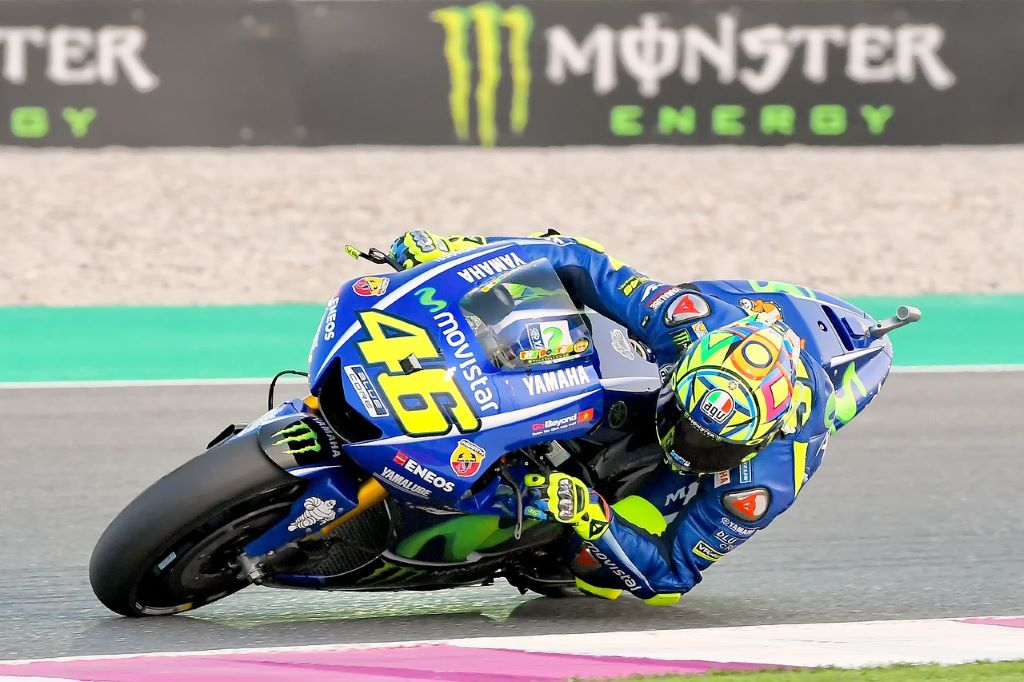Rumored Law in Live-Action, Valentino Rossi in race with blue bike numbered 46.
