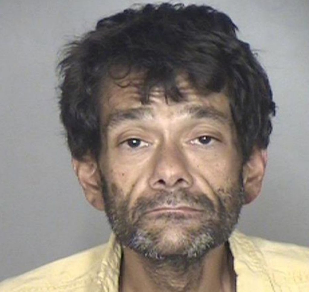 Shaun Weiss during a mugshot after being arrested for drug use and stealing