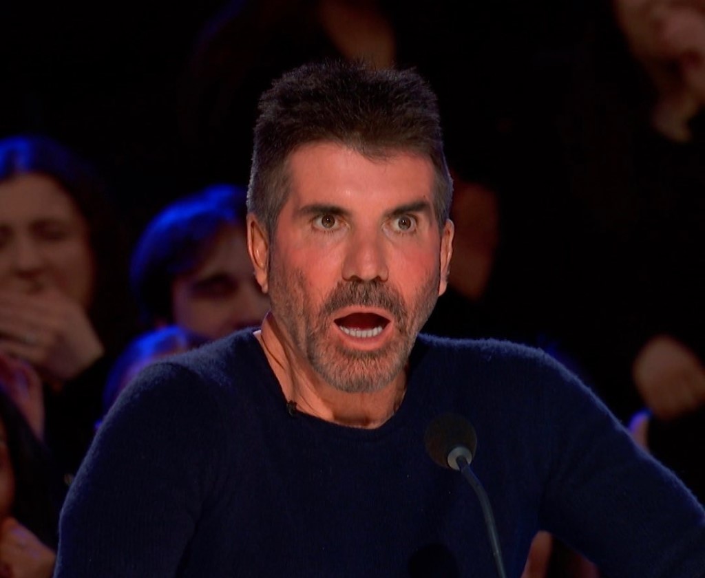 simon cowell in the got talent with surprising face