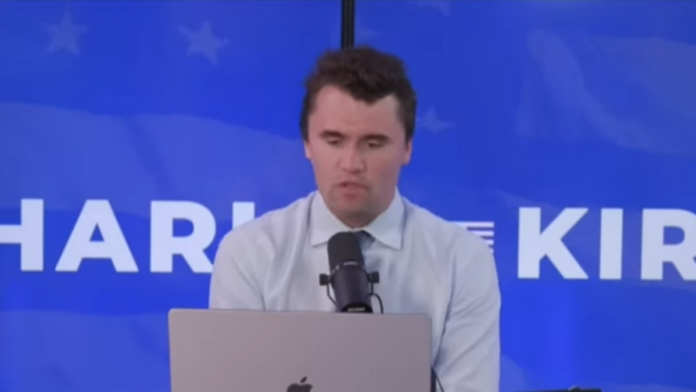 Charlie Kirk speaking on some topic on his show