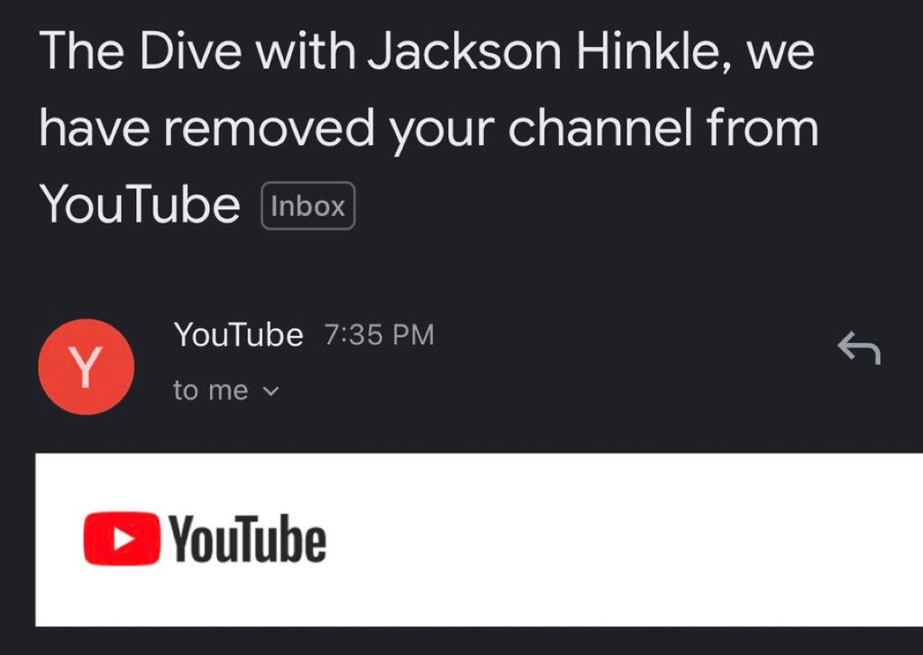 Jackson Hinkle YouTube got banned