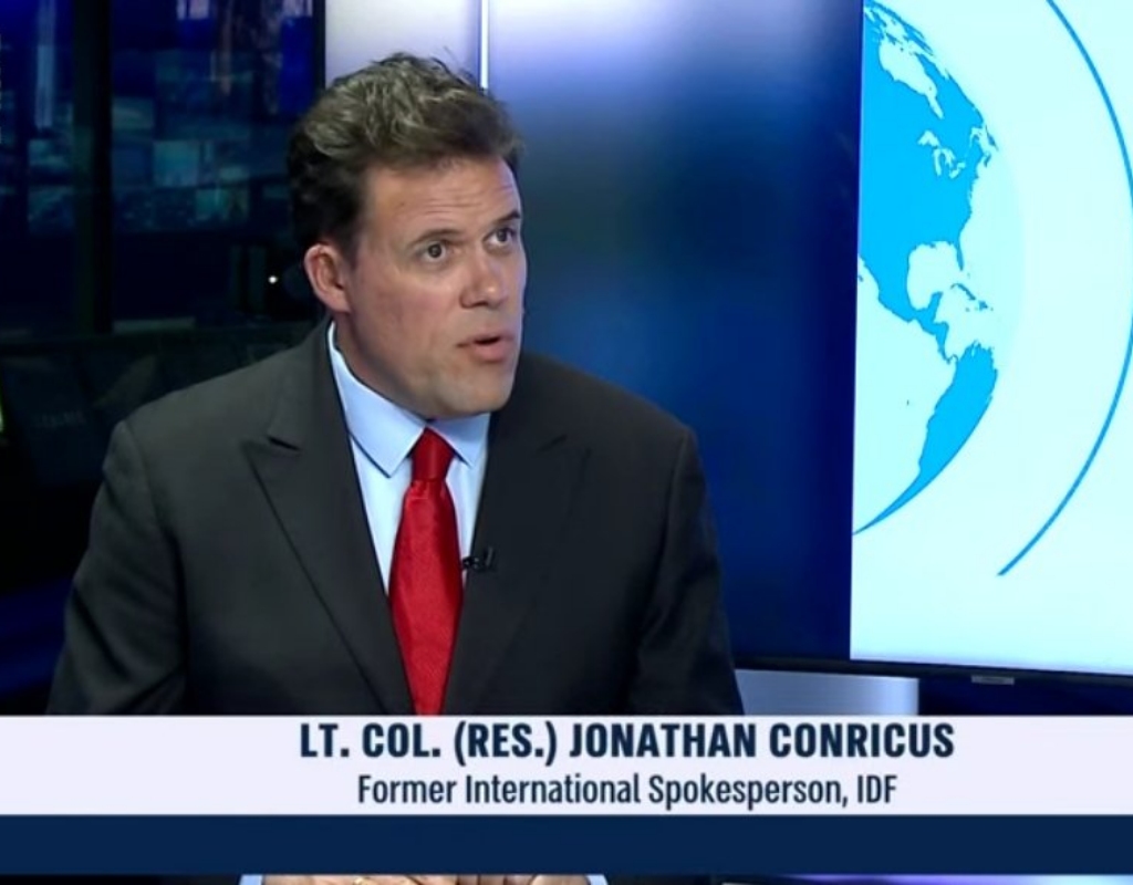 Jonathan Conricus during a conversation on the news channel i24