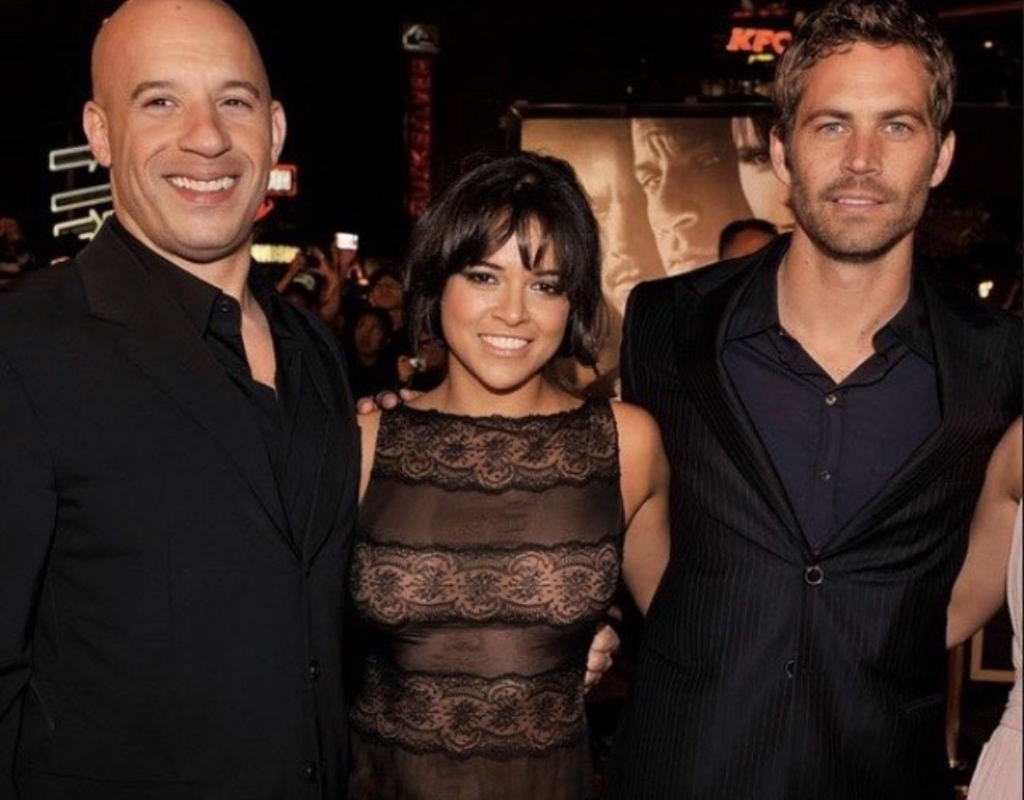 Michelle Rodriguez with Vin Diesel and Paul Walker