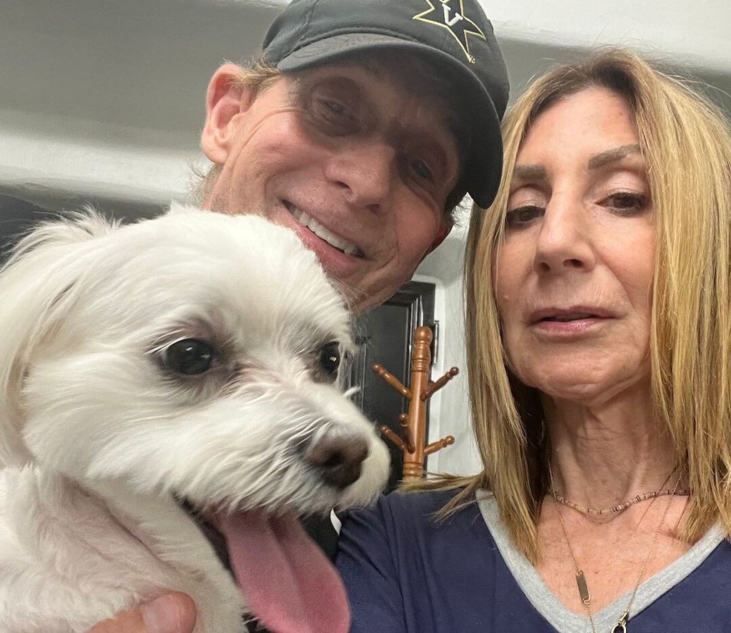 Skip Bayless with his wife and dog
