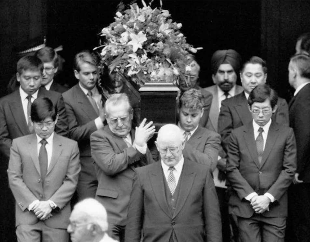 A picture from the funeral of Dr Victor Chang