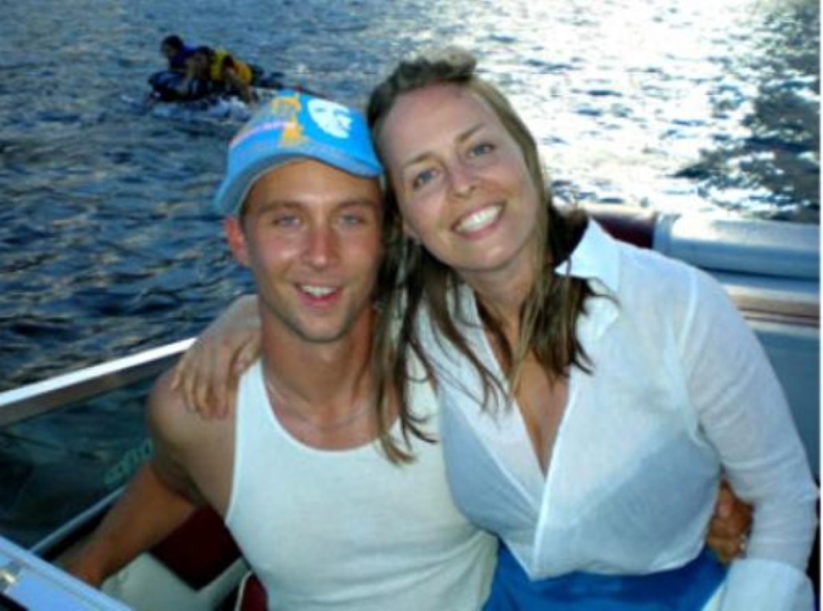 Daniel Northcott with his sister wearing a white shirt.