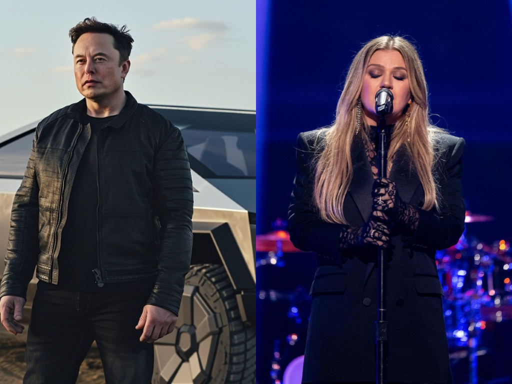 Elon Musk and Kelly Clarkson photo in same frame. 