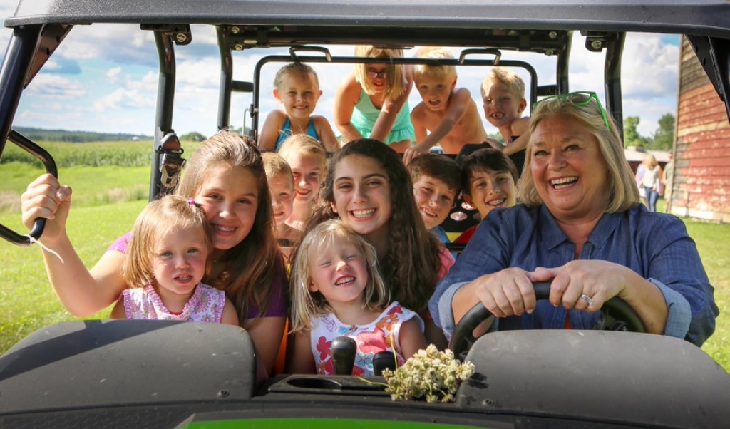 Nancy Fuller with her children and grandchildren enjoying a ride.