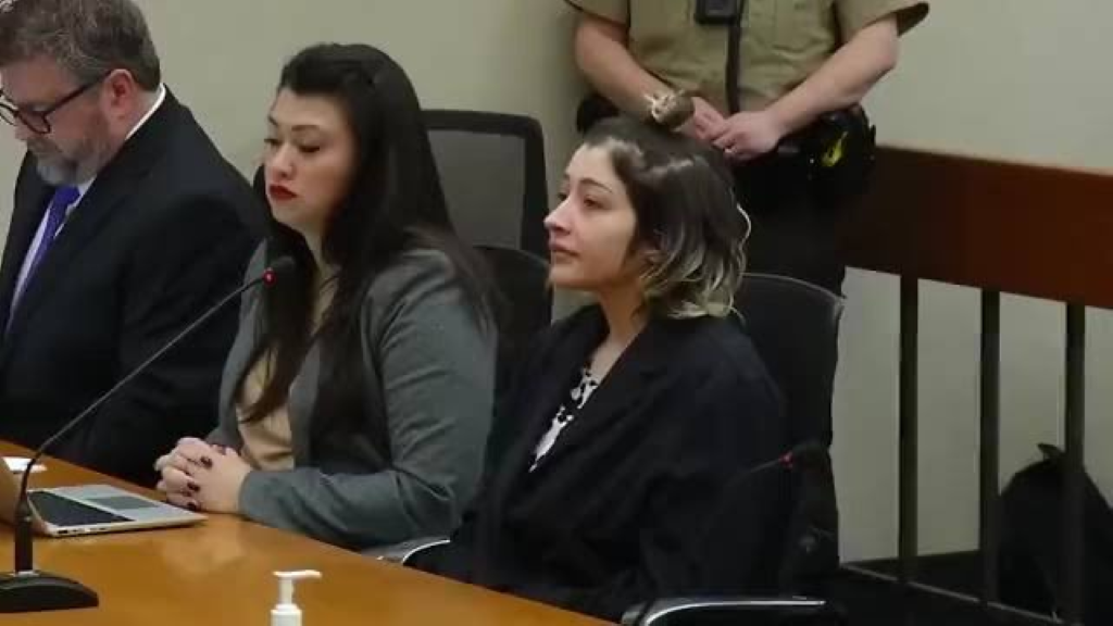 Julissa Thaler with her lawyer in the court for hearings.