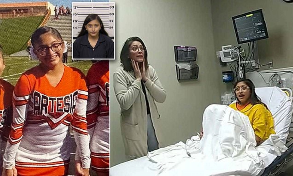 Alexee Trevizo in hospital with a shocking face