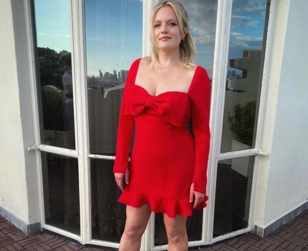 Elisabeth Moss in red dress