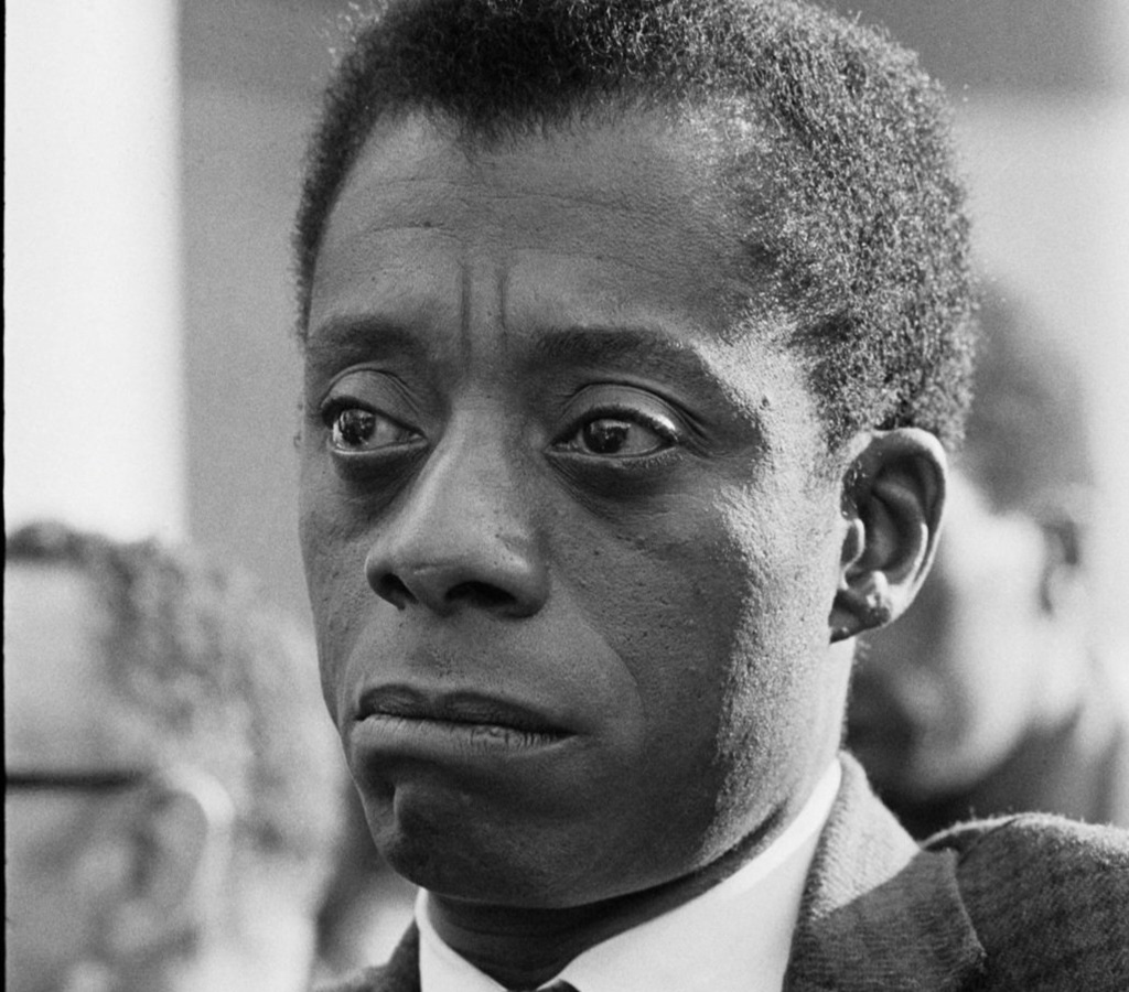 James Baldwin with teary eye