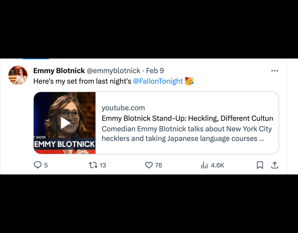 Emmy Blotnick has no Wikipedia but has got twitter's presence.